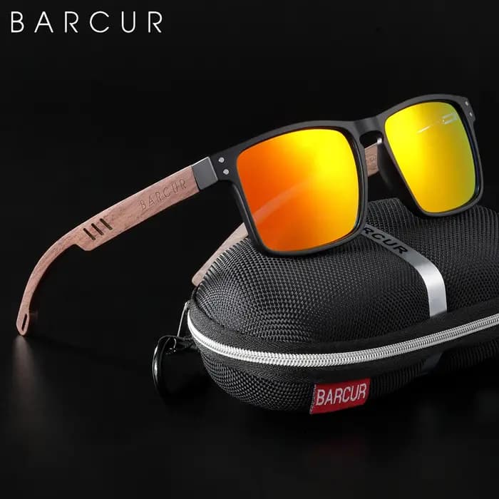 BARCUR-Lunettes de soleil polarisées pour homme et femme, accessoire de marque de styliste, en bois