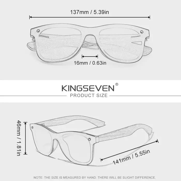 Lunettes de soleil classiques en bois de la marque KINGSEVEN pour hommes/femmes