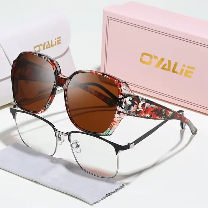 Lunettes de soleil Oyalie surdimensionnées à monture à motifs