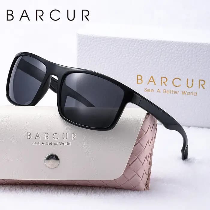 BARCUR mode TR90 hommes lunettes de soleil robuste Durable cadre rectangulaire Cool Sports de plein air