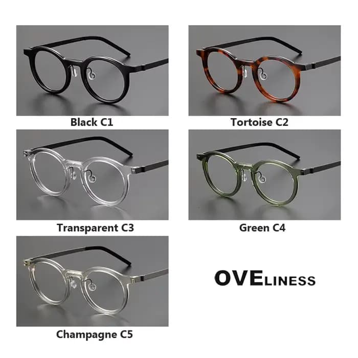 Acétate titane lunettes cadre hommes rétro Vintage rond montures