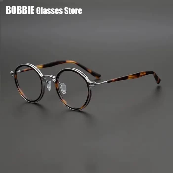 Lunettes rondes ultralégères en acétate de titane faites à la main, monture Vintage pour hommes et f