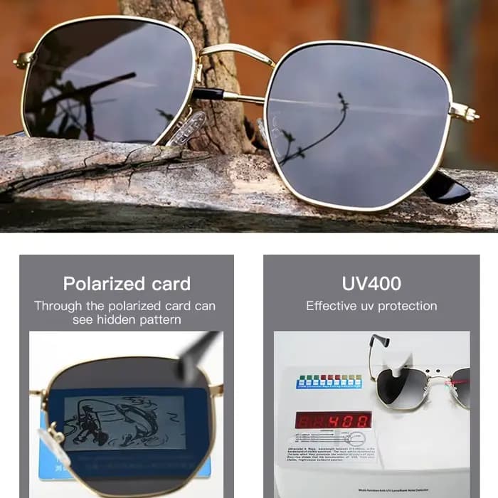 Lunettes de soleil hexagonales polarisées pour hommes et femmes