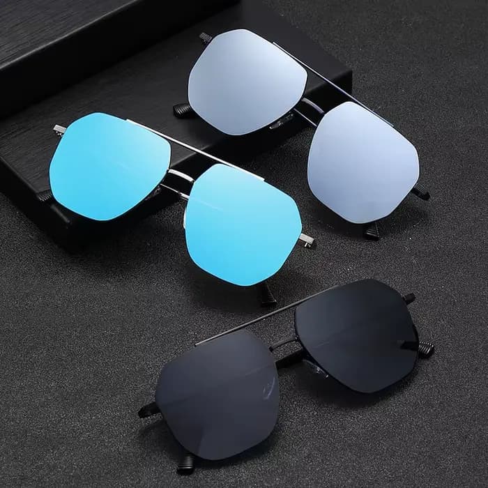 Lunettes de soleil à monture métallique pour hommes