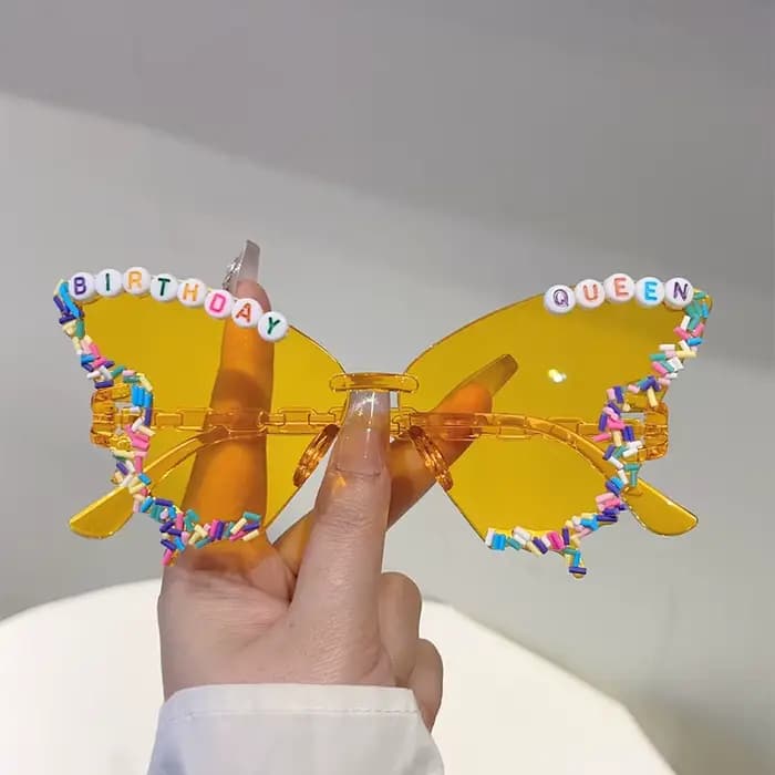 KAMMPT lunettes de soleil en forme de papillon avec arrose femmes mode cadeau d'anniversaire décor nuances