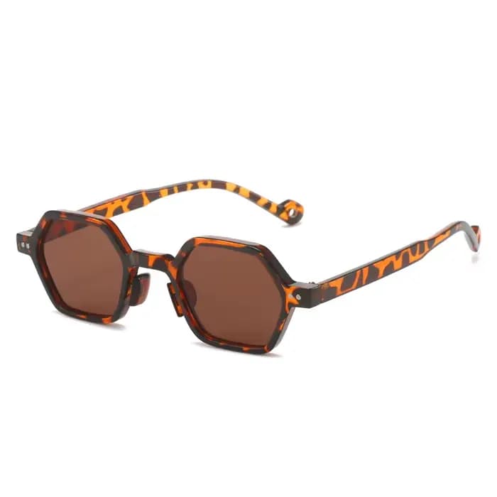 Lunettes de soleil hexagonales à petite monture irrégulière