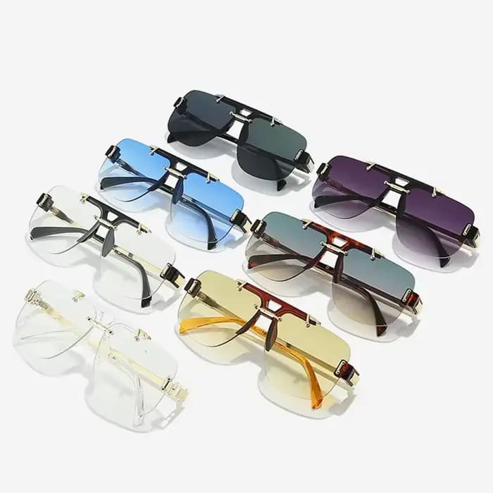 Y2k demi-monture pilote lunettes de soleil femmes pour hommes 2025 Vintage surdimensionné Punk métal marque de luxe