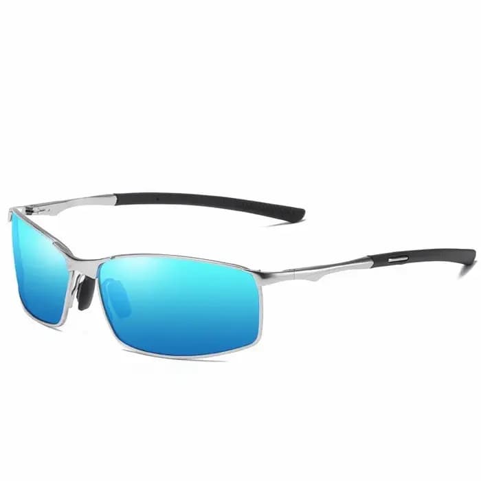 Lunettes de soleil polarisées à monture métallique rectangulaire pour hommes