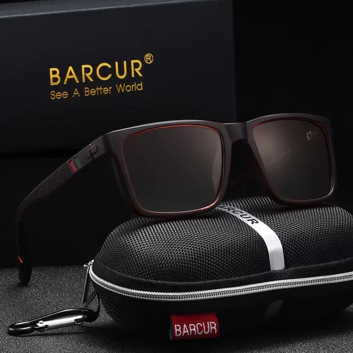 BARCUR 1 pièces sport marque hommes lunettes de soleil en plein air conduite cadre rectangulaire UV4