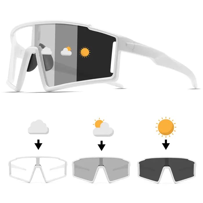 Lunettes de soleil de sport monobloc photochromiques – Cadre enveloppant surdimensionné
