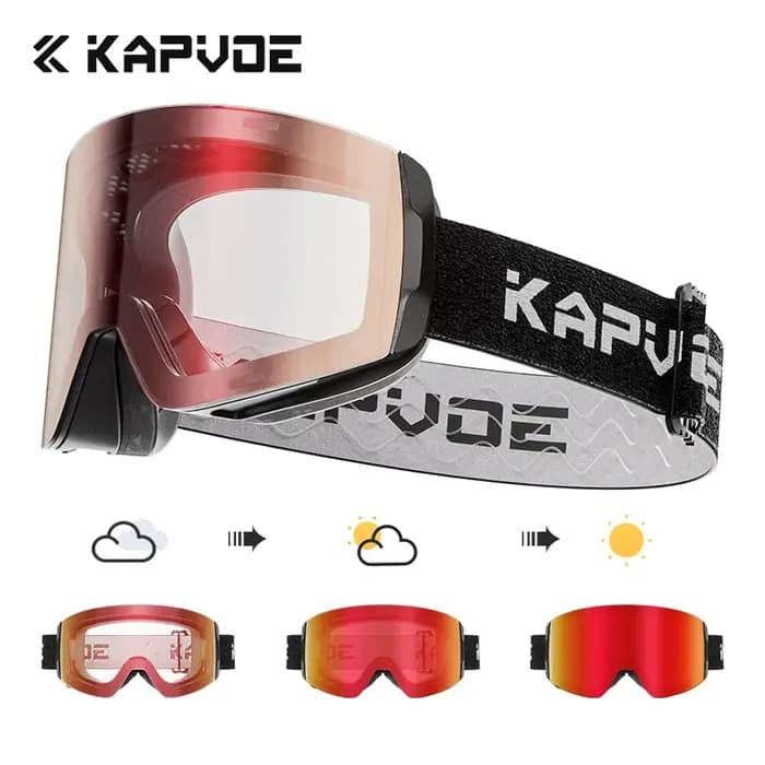 KAPVOE lunettes de Ski photochromiques Double couche lentille Anti-buée UV400