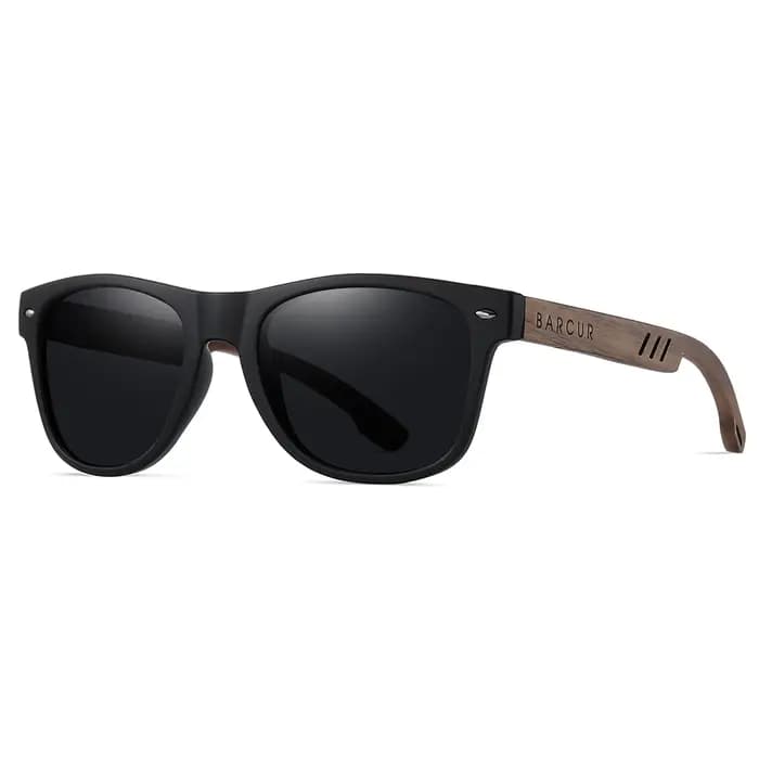 BARCUR lunettes de soleil en noyer noir pour hommes