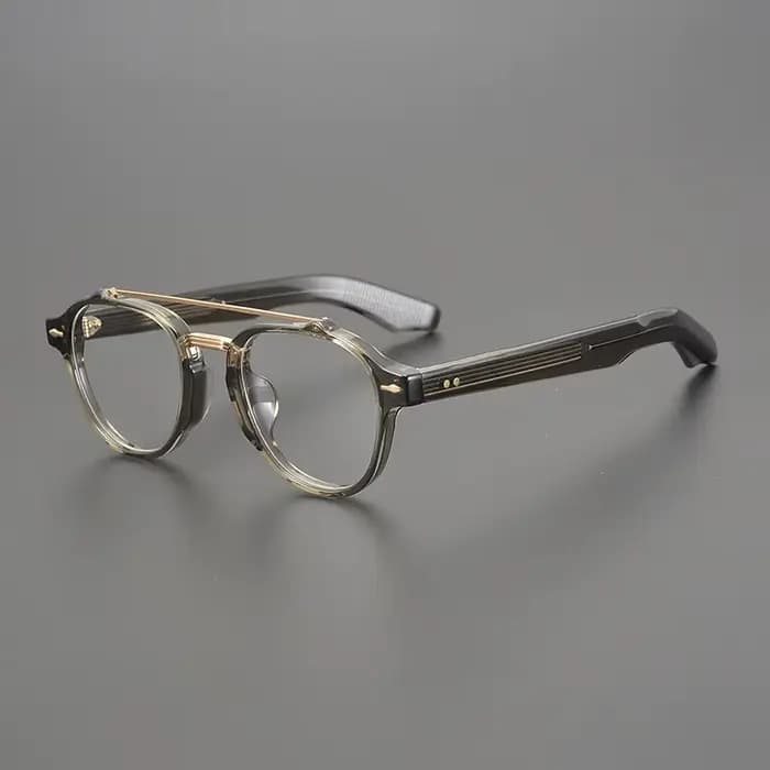 Lunettes ovales à Double faisceau en acétate faites à la main pour hommes