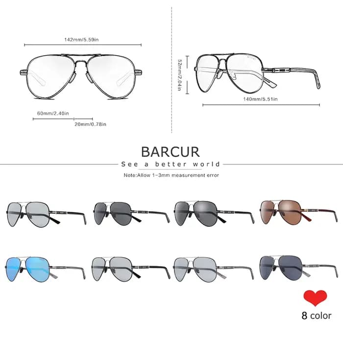 Lunettes De soleil polarisées pour hommes BARCUR lunettes De soleil pilotes pour hommes accessoires