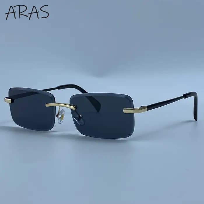 Sans monture Rectangle lunettes de Soleil Femmes 2026 De Luxe Designer De Mode Rétro En Métal