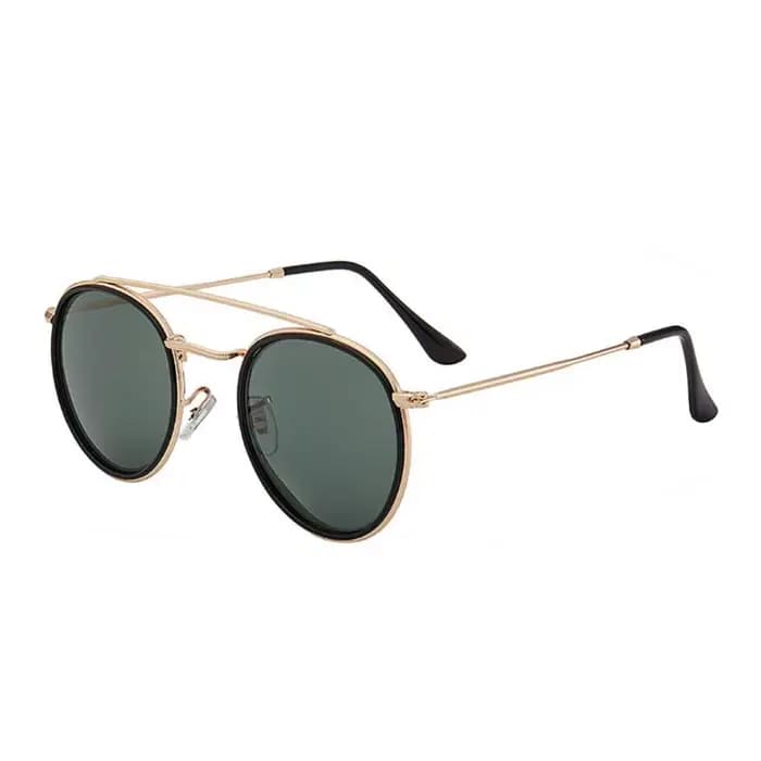 Shonemes lunettes de soleil rondes Vintage Double pont conduite nuances cadre en métal extérieur UV400