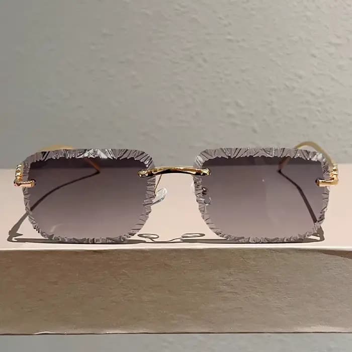 Lunettes de soleil carrées sans bords pour femmes et hommes