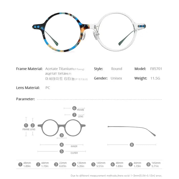 Monture de lunettes FONEX en acétate et titane pour femmes, nouveau design de marque, lunettes rondes vintage rétro pour hommes, lunettes japonaises 85701