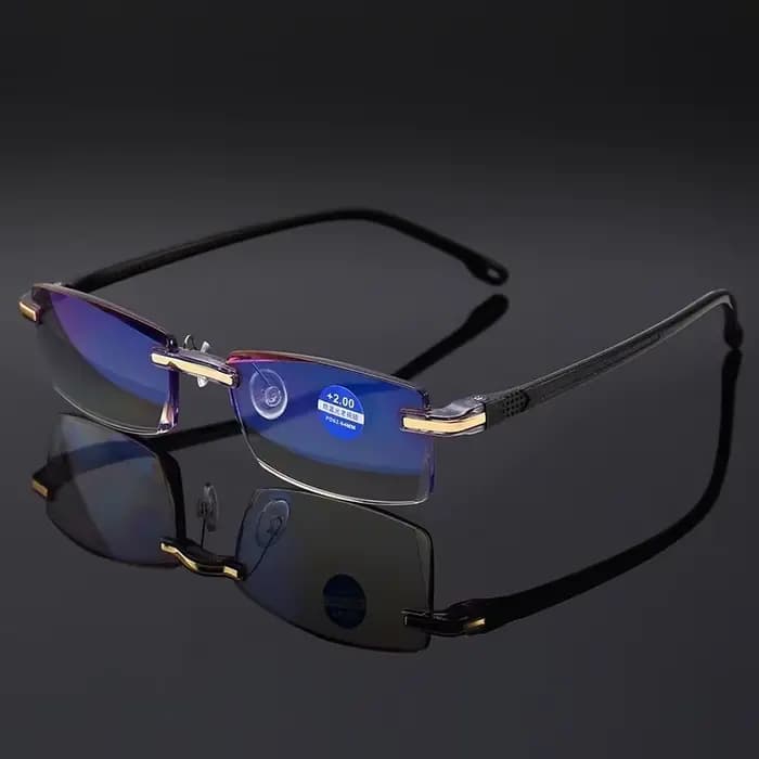 Lunettes de lecture carrées sans monture anti-lumière bleue 2025 pour femmes et hommes
