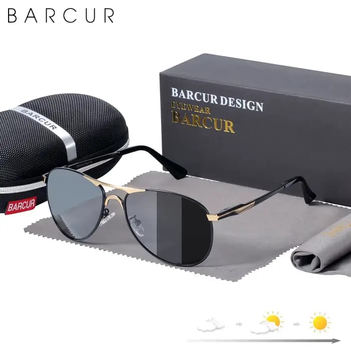 BARCUR – lunettes de soleil photochromiques pour hommes, polarisées, de marque, de styliste, pour la