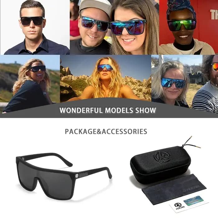 KDEAM une pièce forme hommes lunettes de soleil polarisées élastique peinture Surface lunettes de so