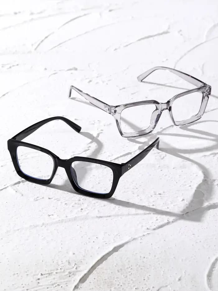 Lunettes transparentes à monture géométrique en plastique