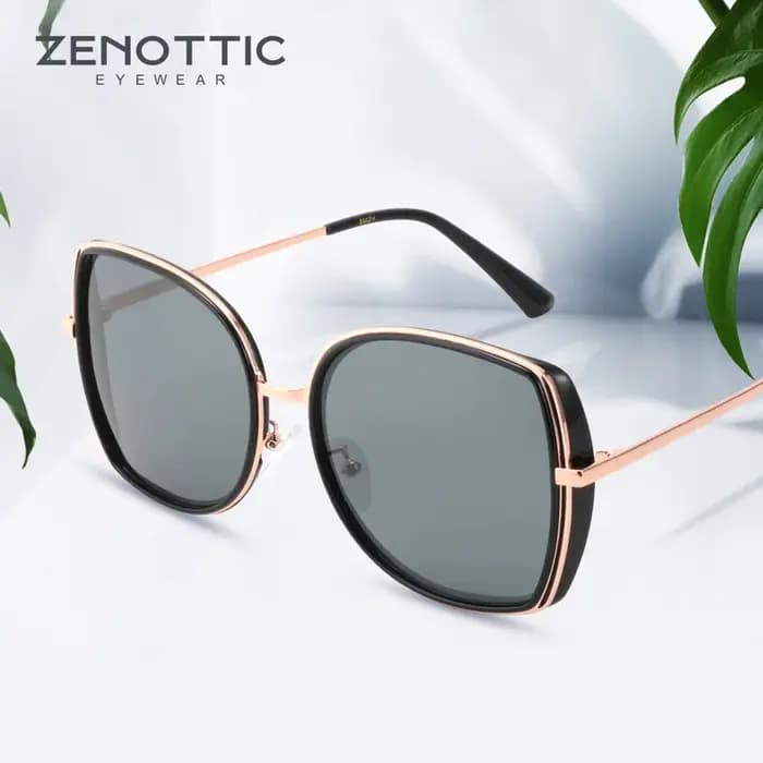 ZENOTTIC – lunettes de soleil polarisées papillon pour femmes, surdimensionnées, monture métallique