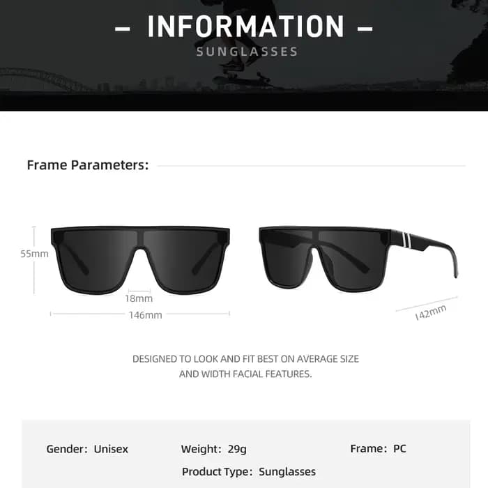 Lunettes de soleil carrées pour hommes et femmes
