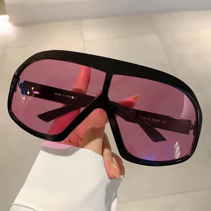 Vintage surdimensionné une pièce lunettes de soleil rondes pour femmes hommes marque concepteur mode