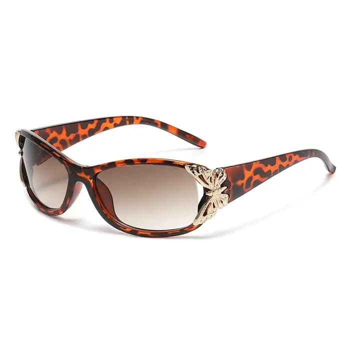 Lunettes de soleil pour femmes avec cadre décoré de papillons