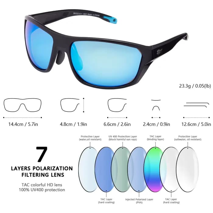 Bassdash-Lunettes de soleil de sport polarisées pour hommes et femmes