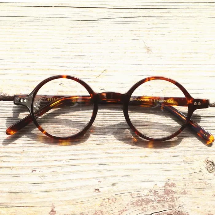 BETSION fait à la main Vintage 40 42 44 rond acétate tortue hommes montures de lunettes pleine jante
