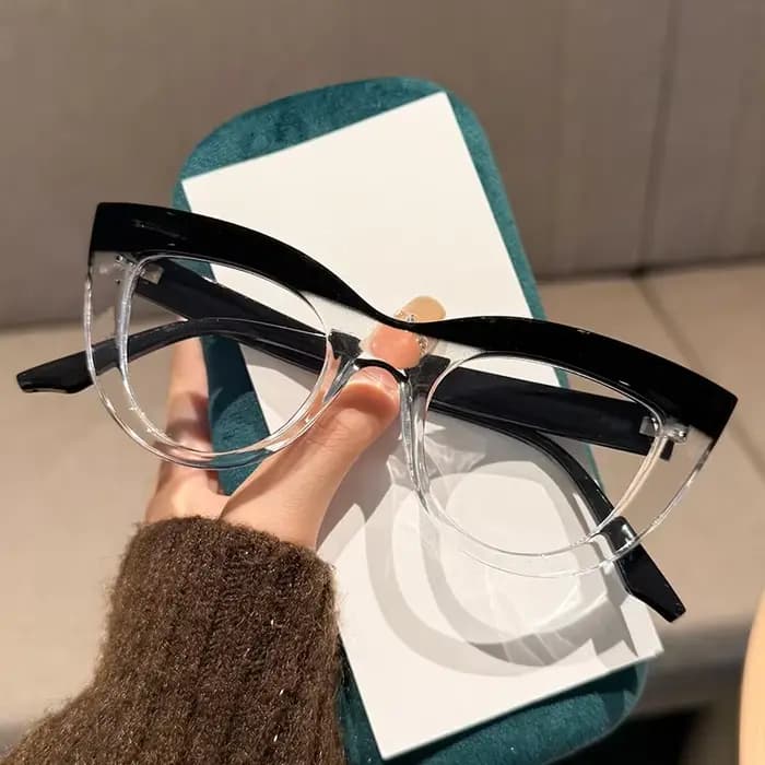Lunettes de presbytie œil de chat pour femmes, avec grande monture bloquée de couleur, Anti-lumière