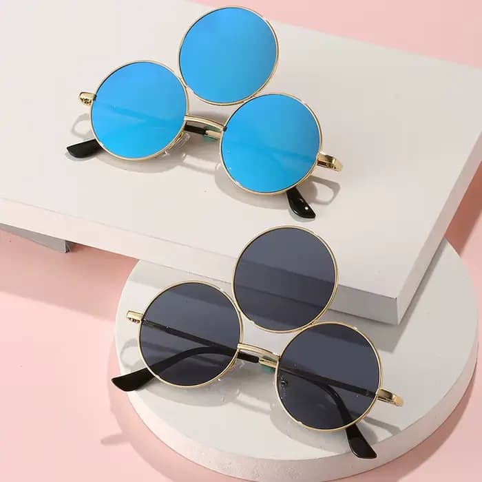 Mode 3 yeux lunettes de soleil rondes pour hommes femmes troisième lentilles fête métal Vintage