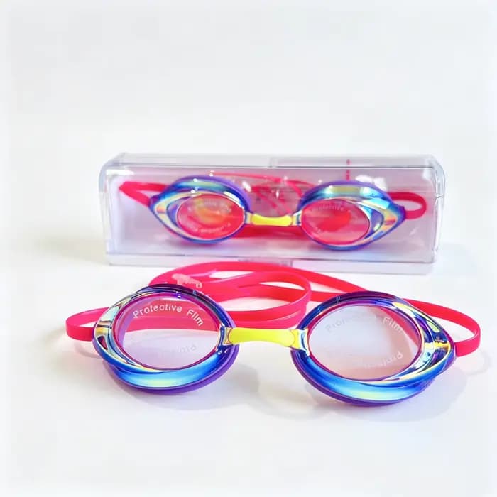 Lunettes de natation miroir électroplaquées anti-buée UV400 étanches avec pont nasal de rechange en silicone souple