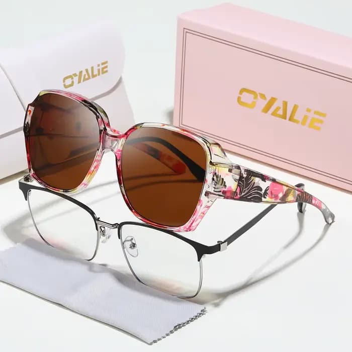 Lunettes de soleil Oyalie surdimensionnées à monture à motifs, une paire de lunettes spécialement co