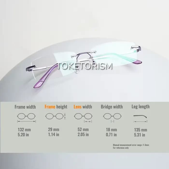 Toketorism Lunettes sans monture pour femme pour myopie hypermétropie