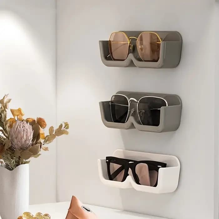 Boîte de rangement de lunettes, support mural perforé gratuit pour lunettes de soleil, vitrine en verre haut de gamme, boîte de rangement pour organisateur de maison