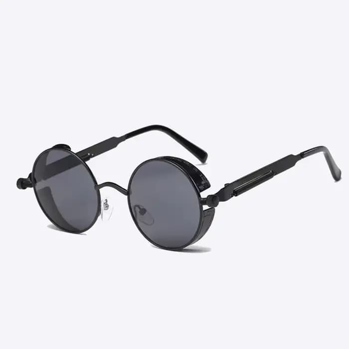 Lunettes de soleil Steampunk rondes en métal pour hommes et femmes, lunettes de créateur de marque,