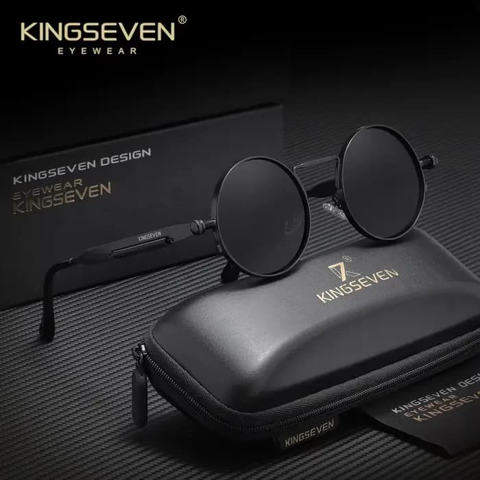 Lunettes de soleil gothiques steampunk de marque KINGSEVEN, monture ronde polarisée, pour hommes et