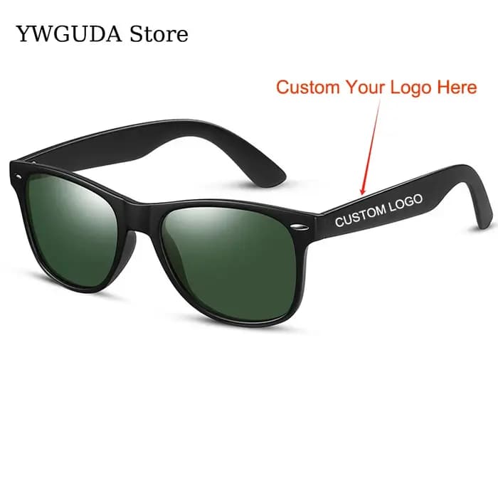 Lunettes de soleil Wayfarer à monture noire brillante pour hommes et femmes