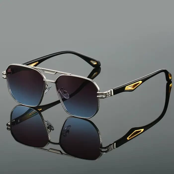 KAMMPT Vintage carré lunettes de soleil hommes nouveau classique Double pont dégradé nuances à la mode rétro marque