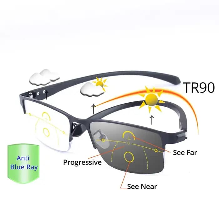 Lunettes de lecture multifocales photochromiques progressives