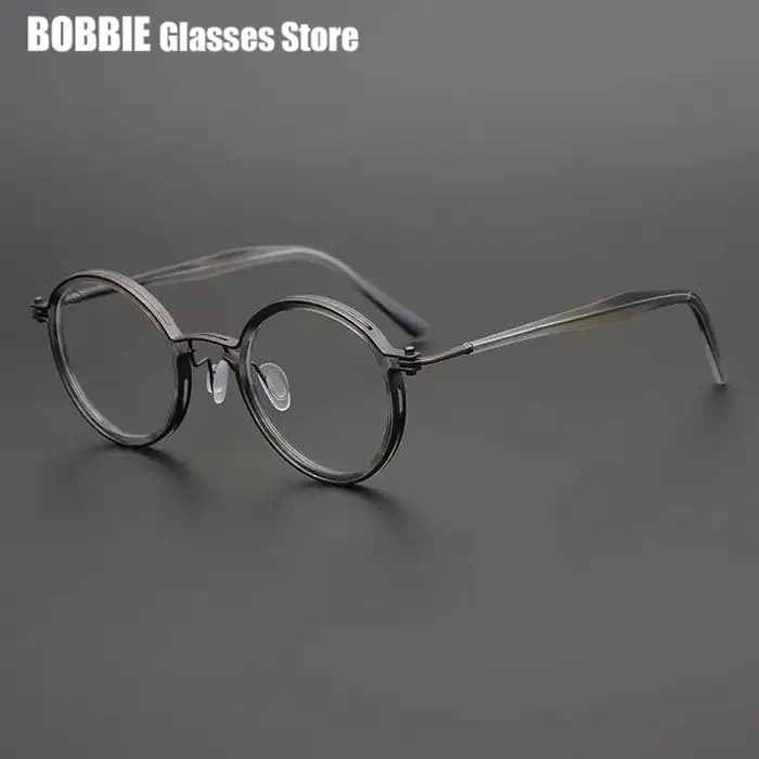 Lunettes rondes ultralégères en acétate de titane faites à la main