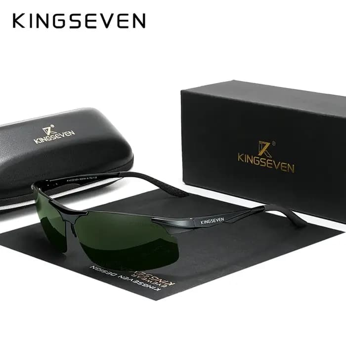 Véritable KINGSEVEN polarisé hommes lunettes de soleil en aluminium conduite miroir lentille mâle