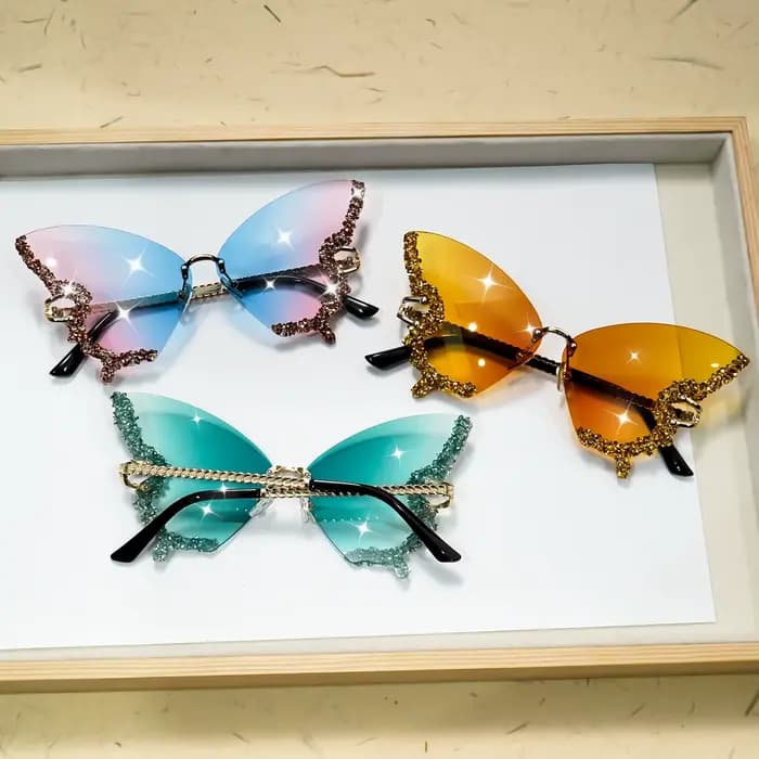 Lunettes de soleil papillon sans bords pour femmes et hommes