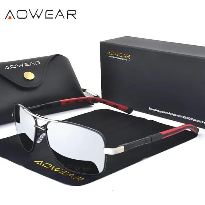 AOWEAR-Lunettes de soleil carrées de luxe pour hommes et femmes, miroir rétro polarisé, nuances vint