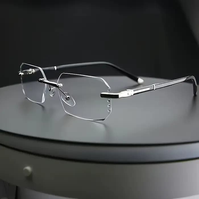 Lunettes plates sans monture à la mode pour hommes avec verres transparents
