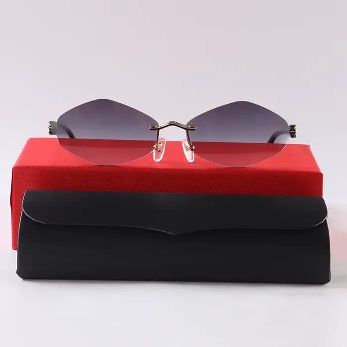 Lunettes de soleil rétro sans monture pour femmes