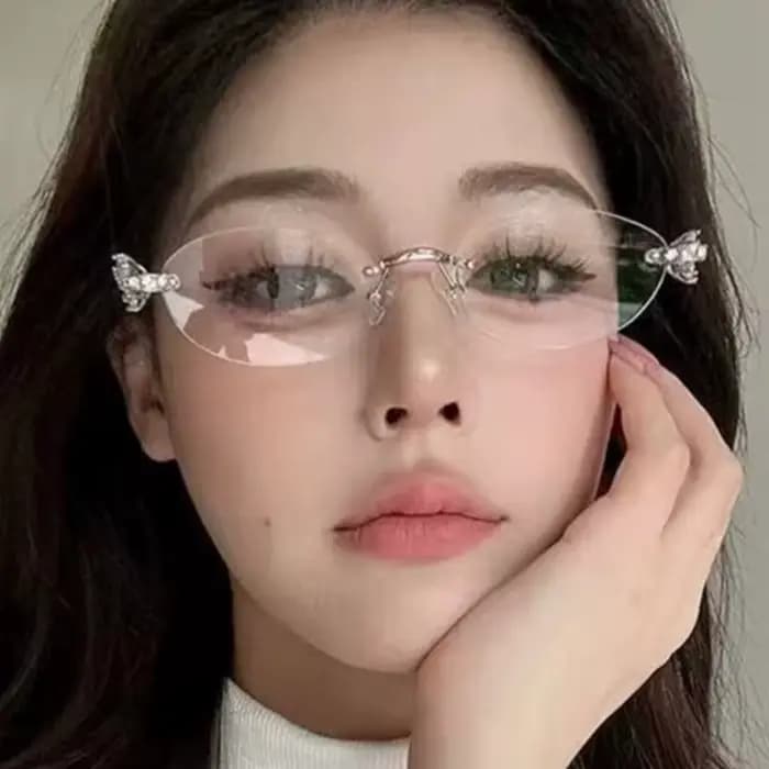 Lunettes de soleil ovales de luxe exquises sans monture